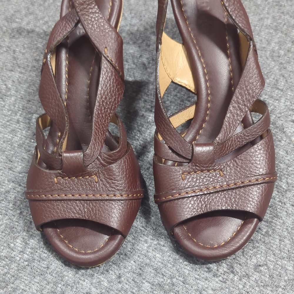 Chloe Sandals Women's 35.5 Brown Wedge Leather Heeled Shoes View 3